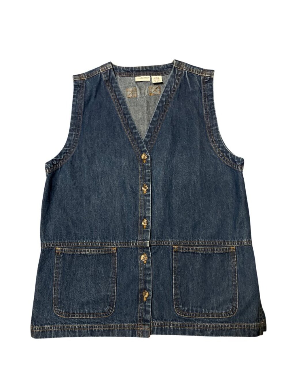 Cabin Creek Denim Vest Womens M Blue Button Front 100% Cotton Pockets Casual - Picture 3 of 10